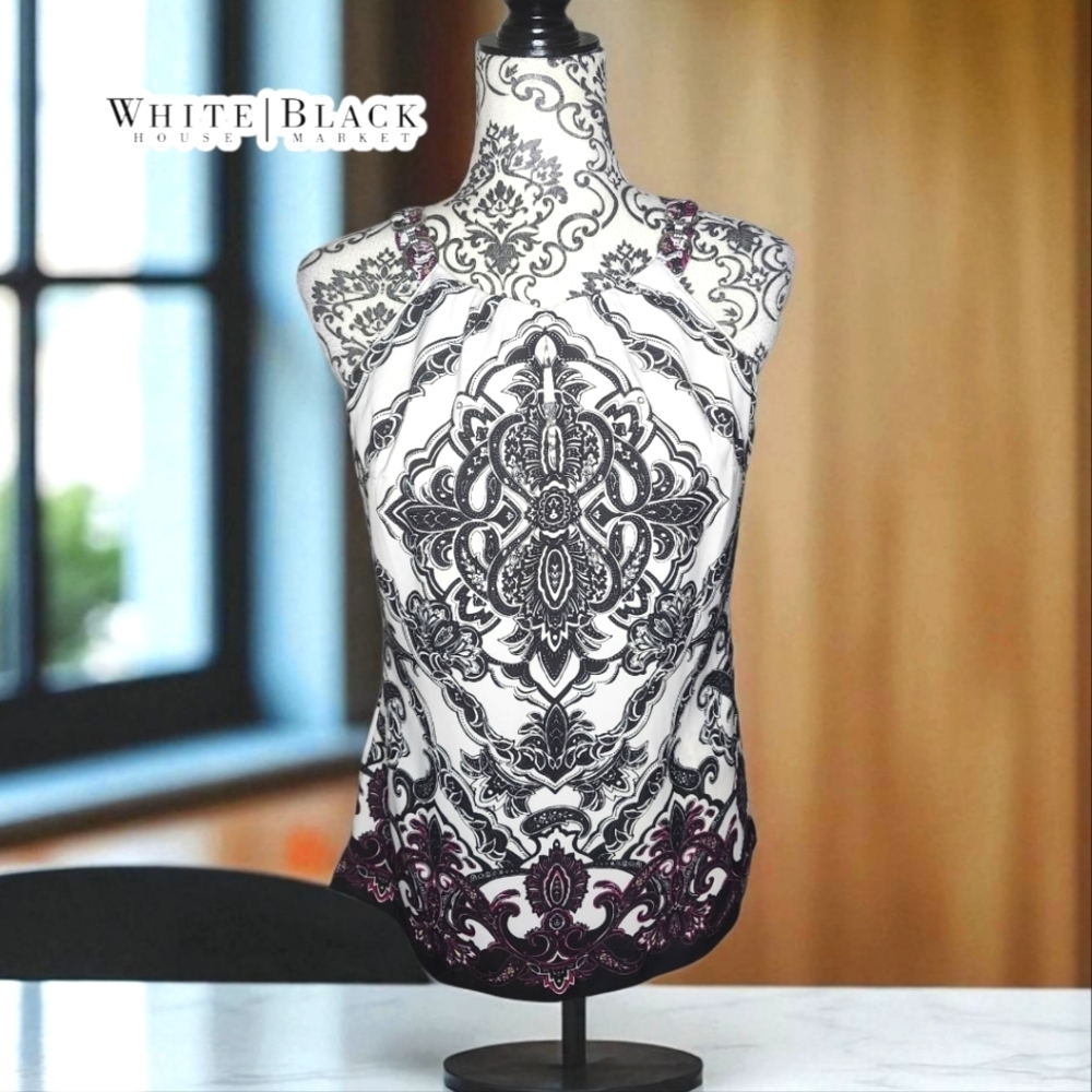 WHITE HOUSE BLACK MARKET Silky Pattern Sleeveless Top - 0